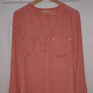 Reitmans Coral Peach Patterned Blouse
